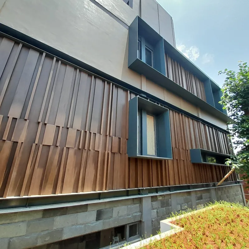 Exterior wood wall panel facade